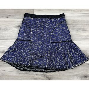 Rebecca Taylor Tweed Lace Shimmer Metallic‎ Flounce Flip Skirt Size 2